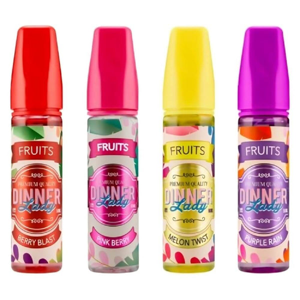 Dinner Lady Fruits 50ml Shortfill E-Liquid Vape Juice Available In BErry Blast Pink Berry Melon Twist Purple Rain Flavour 