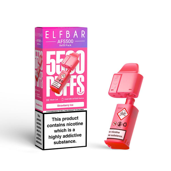 Elf bar AF5000 Refill Replacement Pods Box of 5 - Available In Strawberry Ice