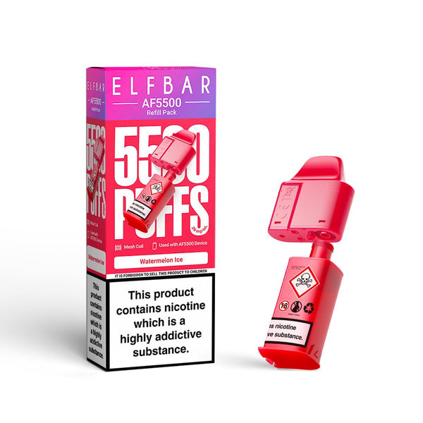 Elf bar AF5000 Refill Replacement Pods Box of 5 - Available In Watermelon Ice 