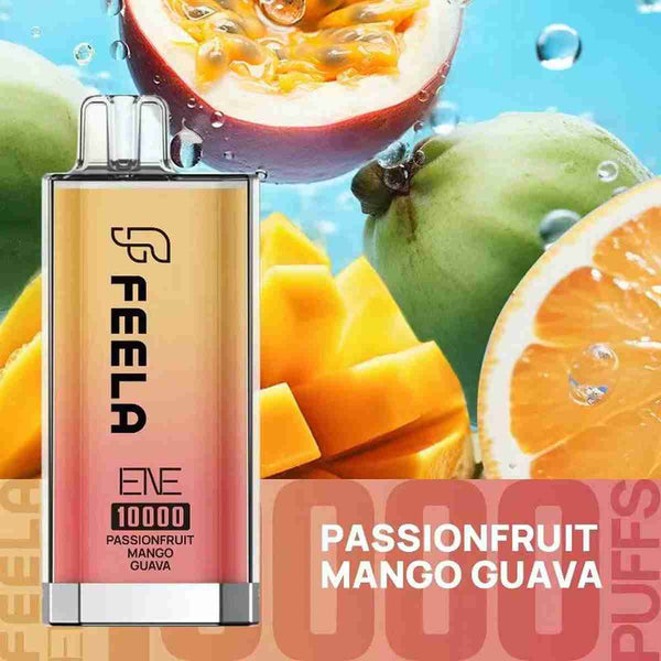 Feela ENE/Elux 10000 Disposable Vape Puff Pod Box of 10 with PassionFruit Mango Guava flavour