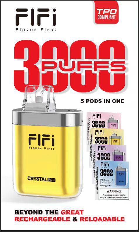 FiFi Crystal Pod 3000 Puffs Disposable Vape Pod 5 in 1 - Box of 5 - #Simbavapeswholesale#
