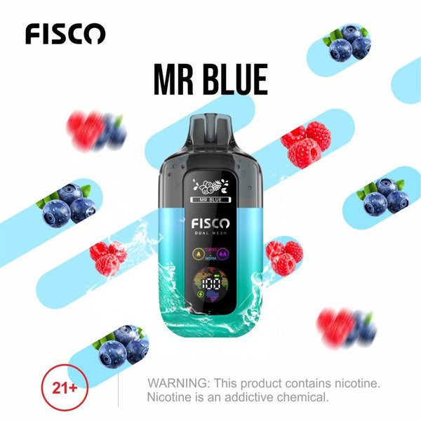Fisco Point Pro 7000 Puff Pre-Filled Pod Kit - Box of 5 in Mr Blue Flavour Available 
