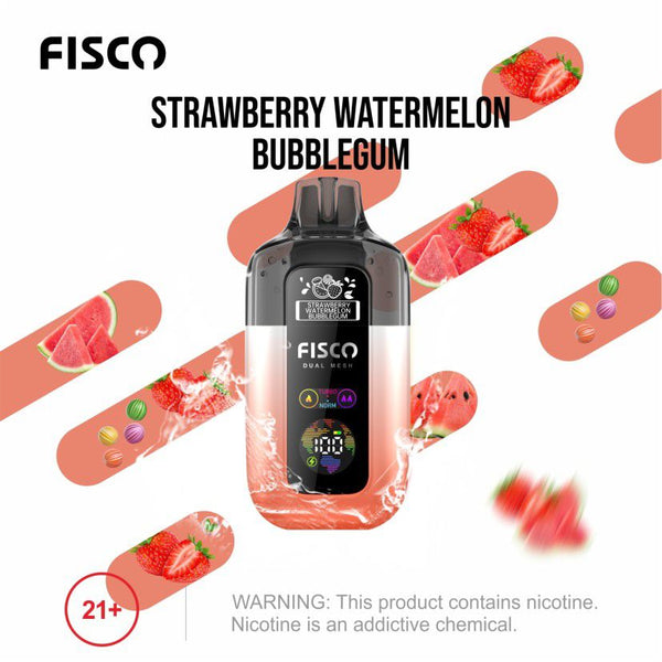 Fisco Point Pro 7000 Puff Pre-Filled Pod Kit - Box of 5 in Strawberry Watermelon Bubblegum Flavour Available 