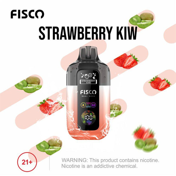 Fisco Point Pro 7000 Puff Pre-Filled Pod Kit - Box of 5 in Strawberry Kiwi Flavour Available 