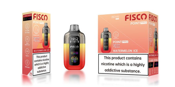 Fisco Point Pro 7000 Puff Pre-Filled Pod Kit - Box of 5 in Watermelon Ice Flavour Available 
