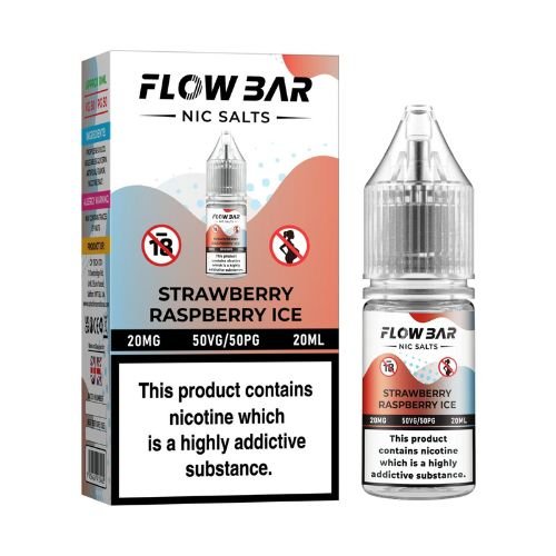 Flow Bar Nic Salt 10ml Pack of 10 Available In Strawberry Raspberry Ice Flavour 