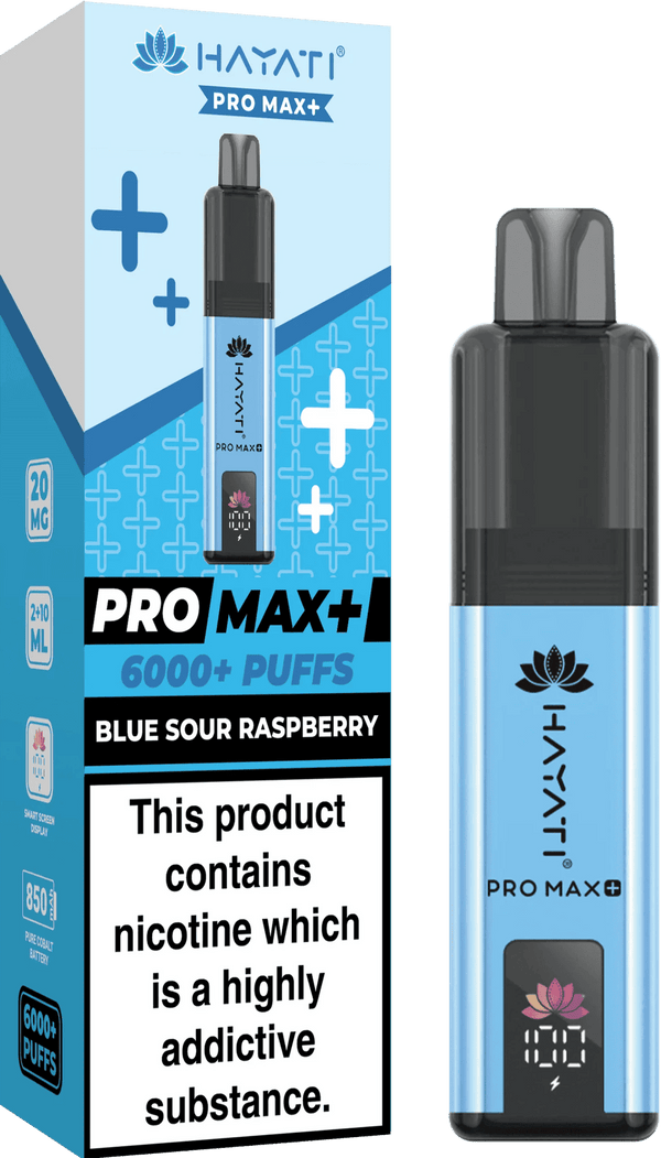 Hayati Pro Max Plus 6000 Vape Box of 5, Blue Sour Raspberry Flavour