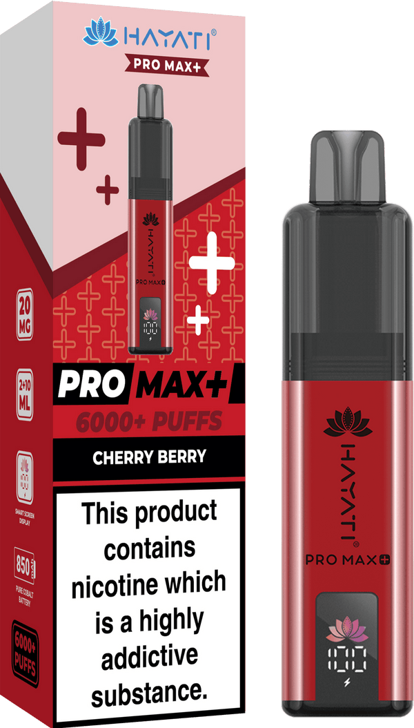 Hayati Pro Max Plus 6000 Vape Box of 5, Cherry Berry Flavour