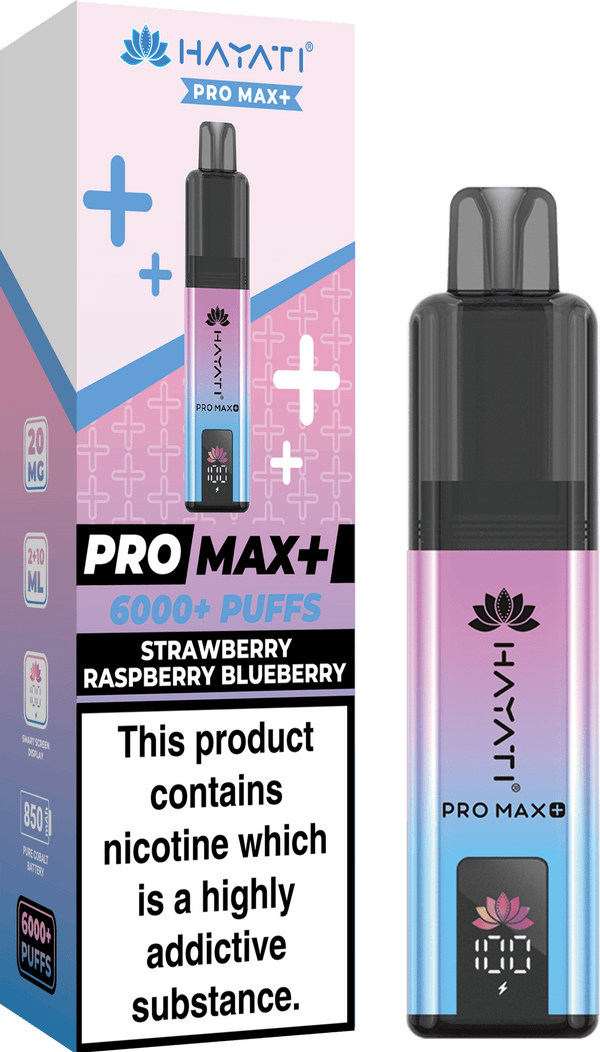 Hayati Pro Max Plus 6000 Vape Box of 5,Strawberry Raspberry Blueberry Flavour