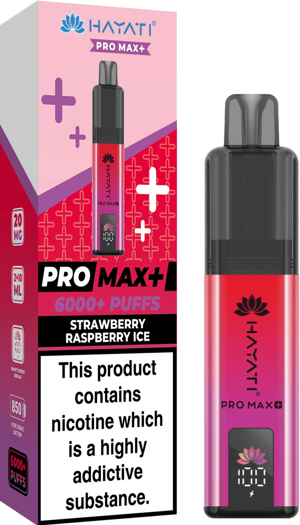 Hayati Pro Max Plus 6000 Vape Box of 5, Strawberry Raspberry Ice Flavour