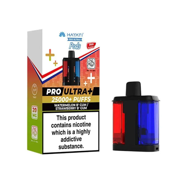 Hayati Pro Ultra Plus 25k Prefilled Pods Pack of 5, Watermelon B' Gum, Strawberry B' Gum Flavour