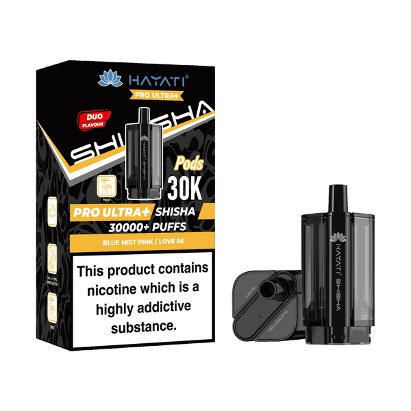 Hayati Pro Ultra Plus Shisha 30k Prefilled Pods Box of 5 - Wholesale Price ! with Blue Mist Pink and Love 66 flavour