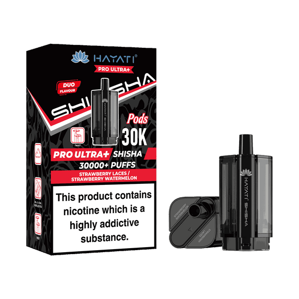 Hayati Pro Ultra Plus Shisha 30k Prefilled Pods Box of 5 - with Strawberry Watermelon and Laces flavour Wholesale Price !