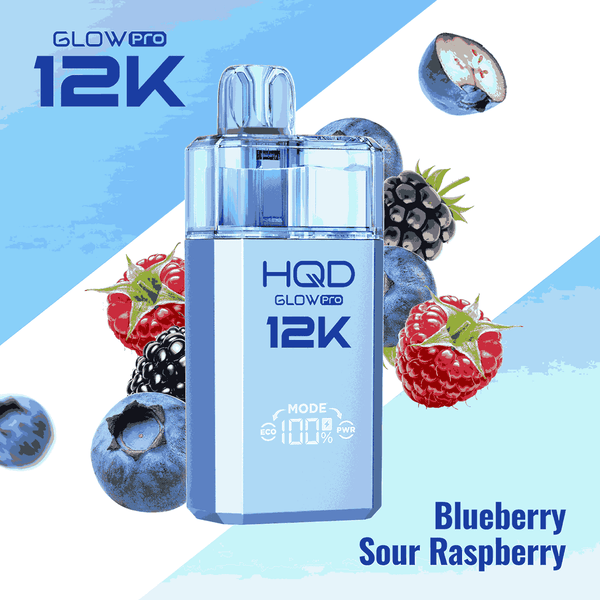 HQD Glow Pro 12k Prefilled vape Pod Kits with Blueberry Sour Raspberry flavour