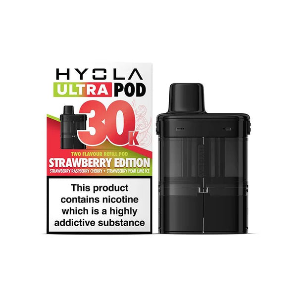 Hyola Ultra 30k Prefilled Pods Pack of 5, Strawberry Raspberry Cherry, Strawberry Pear Lime Ice Flavour 