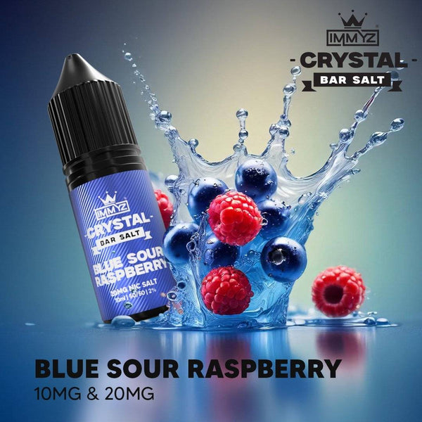 IMMYZ Crystal Bar Nic Salt 10ml E-liquid 10 & 20MG Pack of 10 - with Blue Sour Raspberry flavour