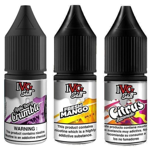 IVG 10ml Nic Salt E Liquid, Apple Berry Crumble, Fresh Mango, Citrus Lemonade Flavour