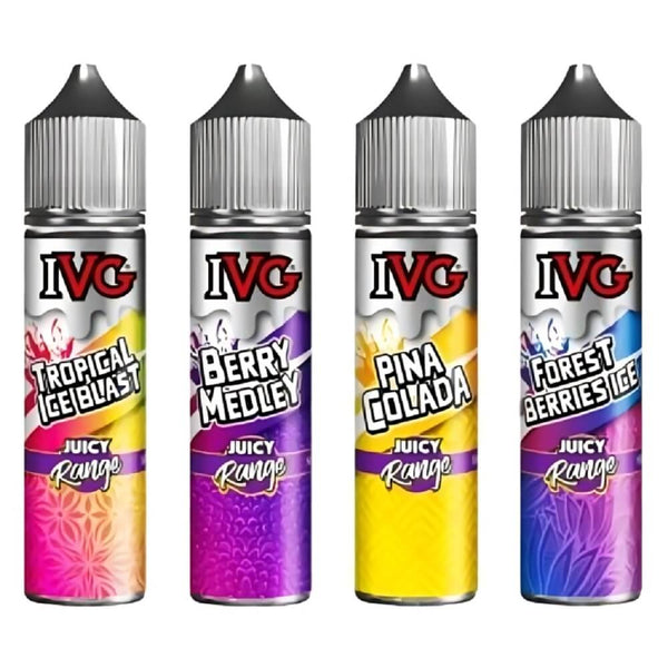 IVG 50ml Shortfill E-Liquid, Tropical Ice Blast, Berry Medley, Pina Colada, Forest Berries Ice Flavour