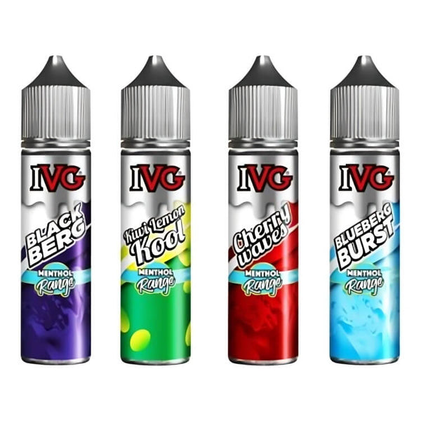 IVG Menthol Range 50ml Shortfill E Liquid UK, Black Berg, Kiwi Lemon Kool, Cherry Waves, Blueberg Burst Flavour