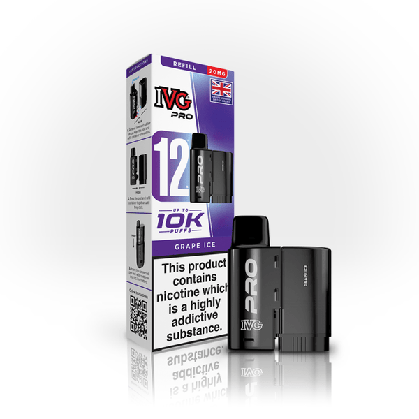 IVG Pro 12 Prefilled Vape Pods Pack of 5 Grape Ice
