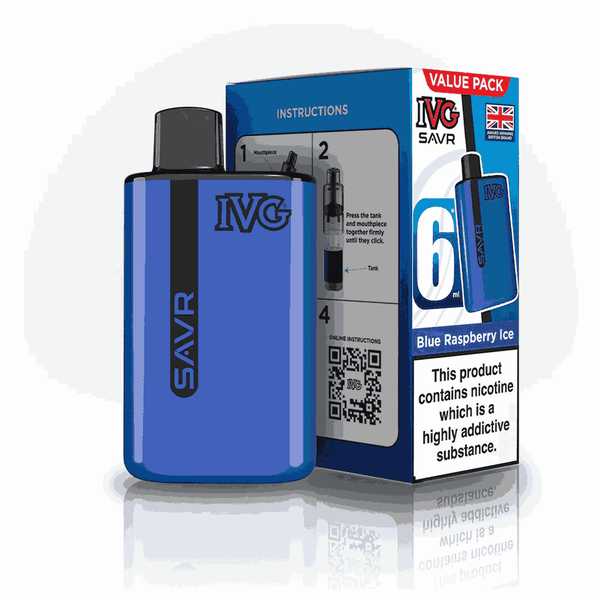 IVG SAVR 3000 Disposable Starter Vape - Pack of 5 - with Blue Raspberry Ice flavour