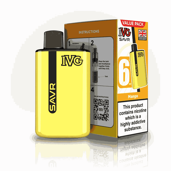 IVG SAVR 3000 Disposable Starter Vape - Pack of 5 - with mango flavour