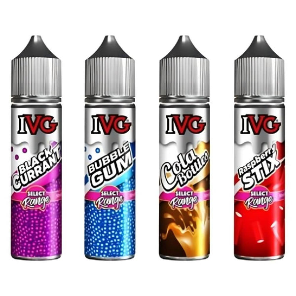 IVG Select Range 50ml Shortfill, Blackcurrant, Bubblegum, Cola bottles, Raspberry Stix Flavour