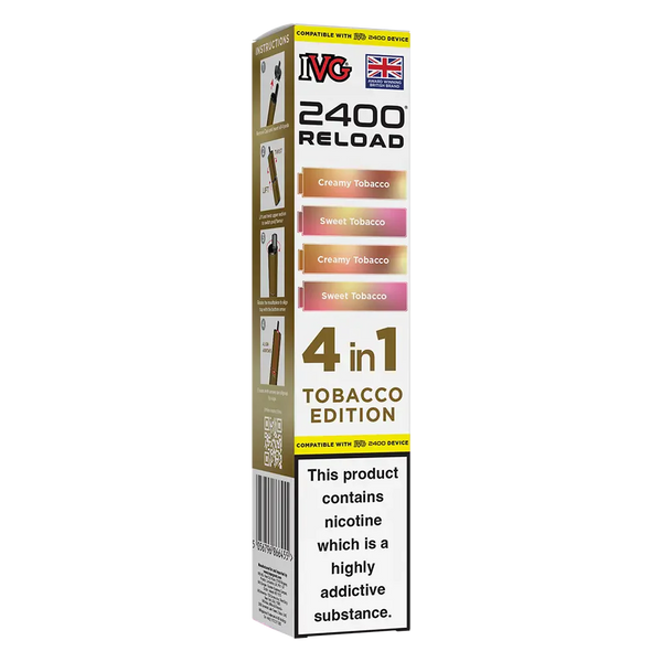 IVG 2400 Reload 4in1 Tobacco Edition Prefilled Pods Box of 5