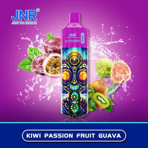 JNR Alien Max 18000 Disposable Vape Box of 10 with Kiwi Passion FruitGuava flavour