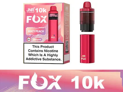 Image Of JNR Fox 10K Puffs Prefilled Pod Vape Kit - Box Of 5 Wth Flavour Juicy Peach