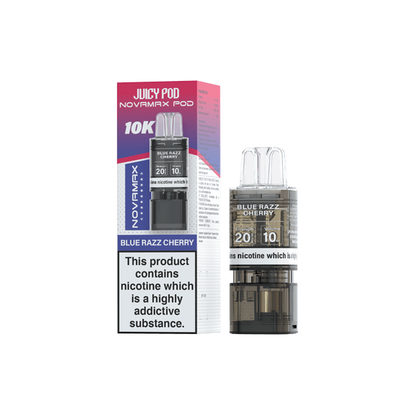 Juicy Pod Novamax 10k Replacement Pods - Available In Blue Razz Cherry Flavour