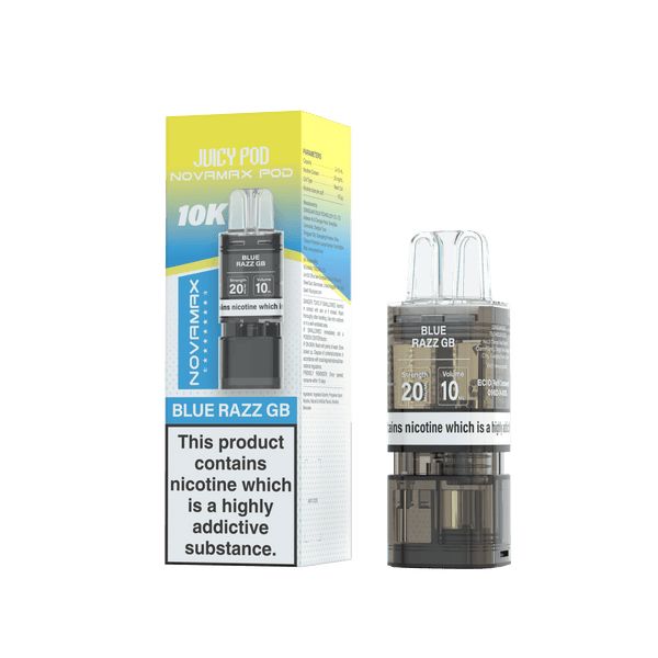 Juicy Pod Novamax 10k Replacement Pods - Available In Blue Razz GB Flavour