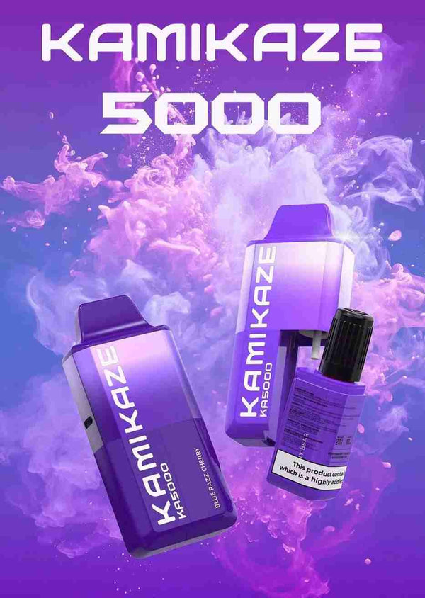 Kamikaze 5000 Puffs Disposable Vape - Box of 5 with Blackberry Blueberry Raspberry flavour