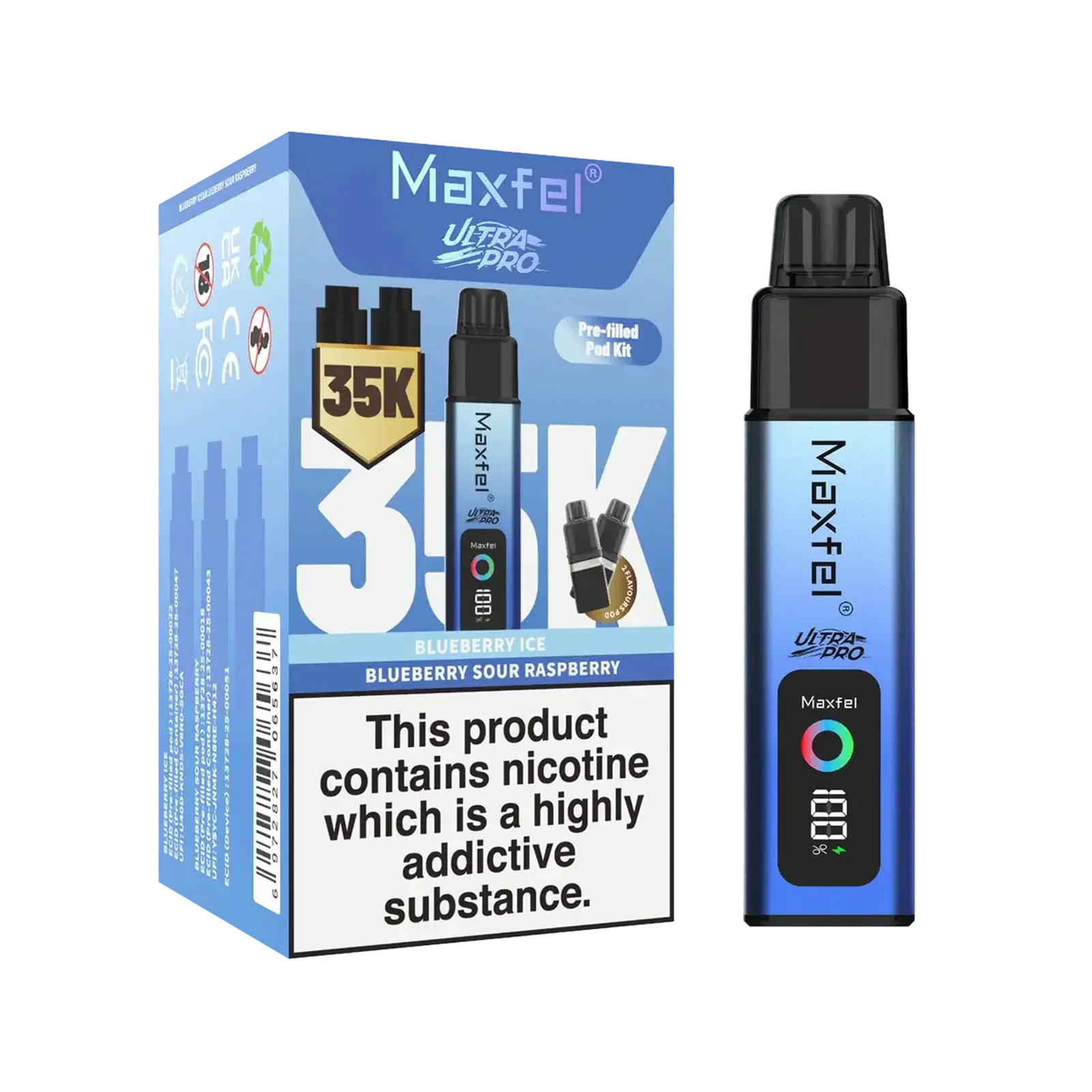 Maxfel Ultra Pro 35k Puffs Prefilled Pod Vape kit - Box of 5 Maxfel Ultra Pro 35k Puffs Prefilled Pod Vape kit - Box of 5