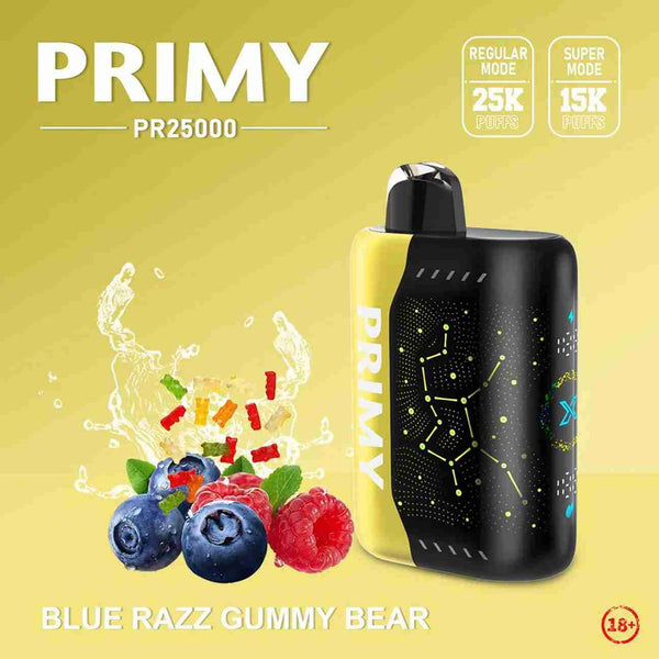 Primy PR25000 Puffs Vape | Box of 5 | Blue Razz Gummy Bear Flavours