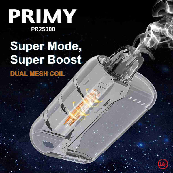 Primy PR25000 Puffs Vape | Box of 5 | Dual Mesh Coil