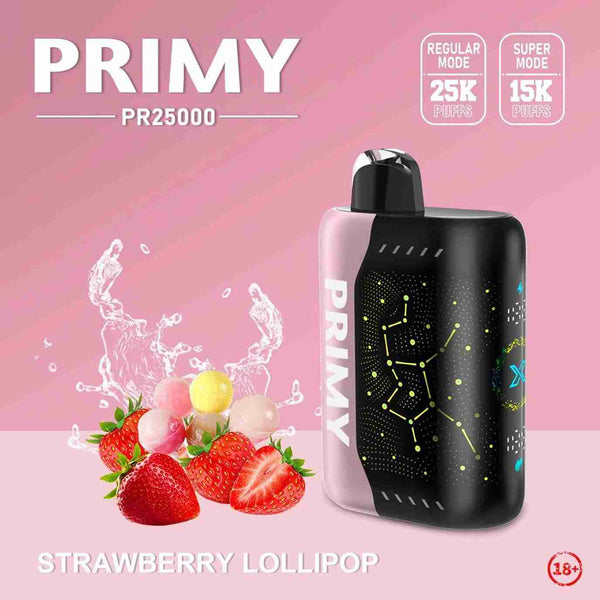 Primy PR25000 Puffs Vape | Box of 5 | Strawberry Lolipop Flavours