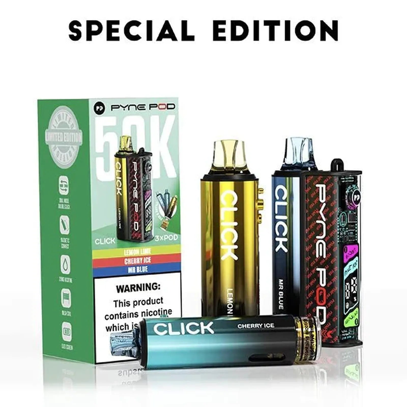 Pyne Pod Click 50k Prefilled Pod Vape Kit - Box of 5 Pyne Pod Click 50k Prefilled Pod Vape Kit - Box of 5