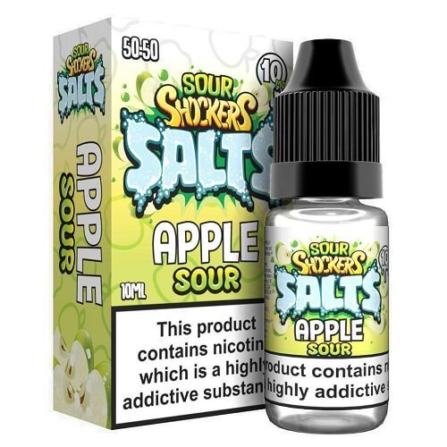 Sour Shockers Nic Salt 10ml Pack of 5 Available in Apple Sour Flavour 