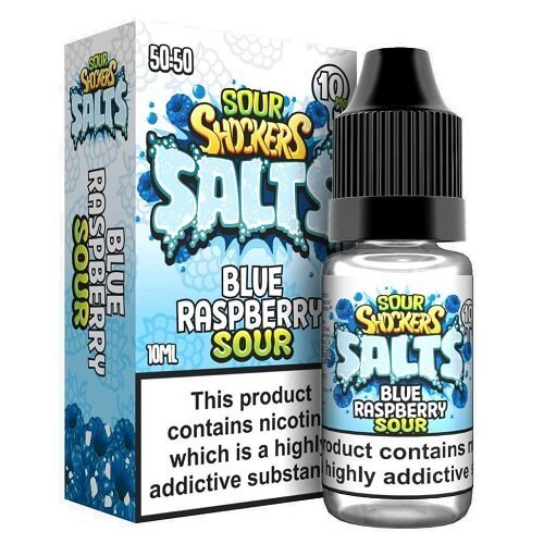 Sour Shockers Nic Salt 10ml Pack of 5 Available in blue Raspberry Sour Flavour 