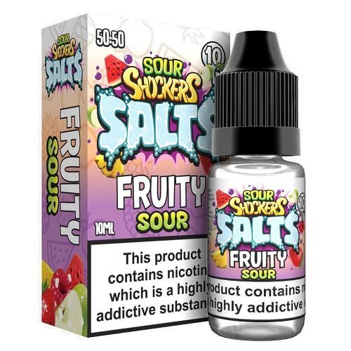 Sour Shockers Nic Salt 10ml Pack of 5 Available in Fruity Sour Flavour 