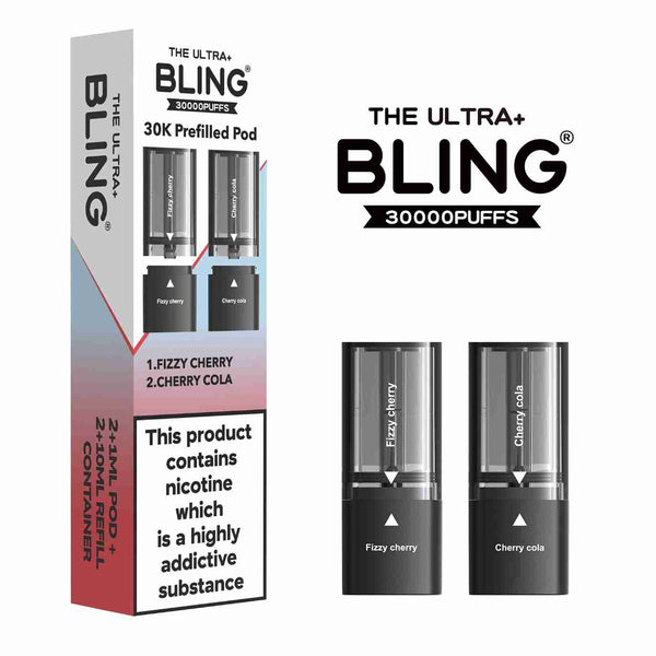 The Bling Ultra Plus 30k Replacement Pods Box of 5 - with Fizzy Cherry and Cherry Cola flavour Wholesale Price !