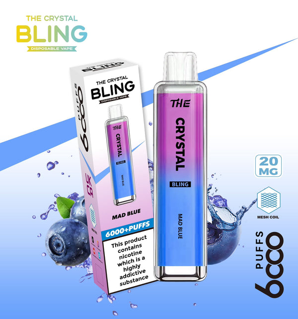 The Crystal Bling 6000 Prefilled Pod Vape - Box of 10 Mad Blue ( £19.99 )