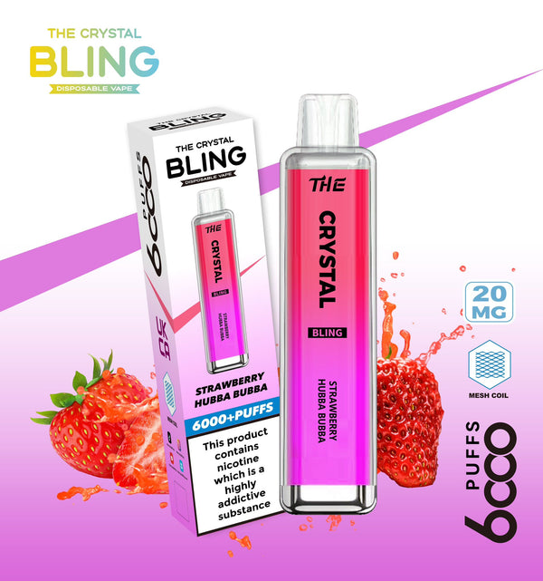 The Crystal Bling 6000 Prefilled Pod Vape - Box of 10 Strawberry Hubba Bubba ( £19.99 )