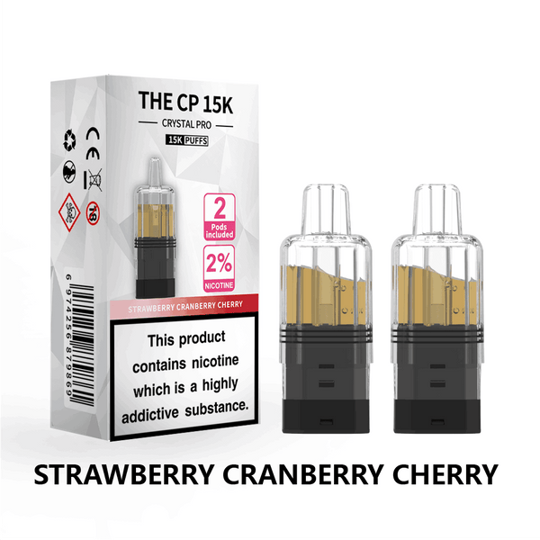 The Crystal Pro CP 15k Replacement Pods Box of 5 - with Strawberry Cranberry Cherry flavour Wholesale Price !