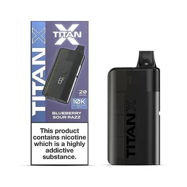 Titan X 10k Prefilled Vape Pod Kit Box of 5 - Blue Sour Razz Flavor at UK Vaper Wholesale