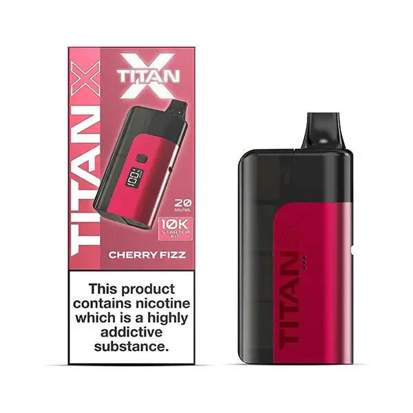 Titan X 10k Prefilled Vape Pod Kit Box of 5 - Cherry Fizz Flavor at UK Vaper Wholesale