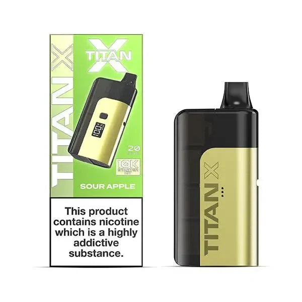 Titan 10000 X Prefilled Vape Pod Kit Box of 5 - Sour Apple Flavor at UK Vaper Wholesale