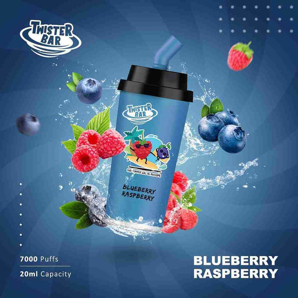 Twister Bar 7000 Disposable Vape Box of 10 with Blueberry Raspberry flavour