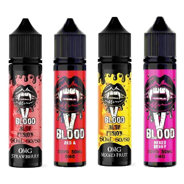 V Blood Shortfill 50ml E-Liquid vape Juice Available in Strawberry Mixed Fruit Mixed Berry Flavour 